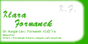 klara formanek business card